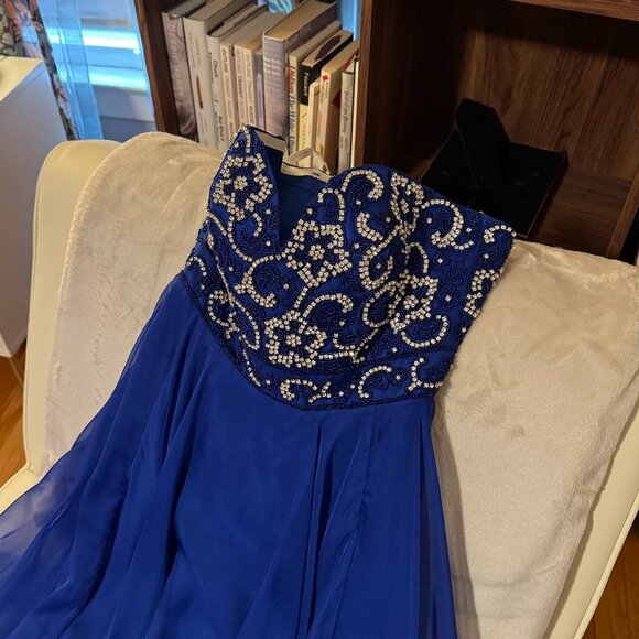 Sherri Hill Royal Blue Crystal Embellished Gown, Style 8545, Sz 4 - Picture 6 of 14
